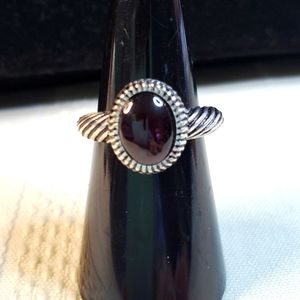 NEW Garnet natural stone Dainty Ring Size 7 1/4.   .925 overlay